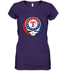 Texas Rangers Grateful Dead Steal Your Face Baseball Womens V-Neck T-Shirt Womens V-Neck T-Shirt - VeigarTee