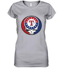 Texas Rangers Grateful Dead Steal Your Face Baseball Womens V-Neck T-Shirt Womens V-Neck T-Shirt - VeigarTee