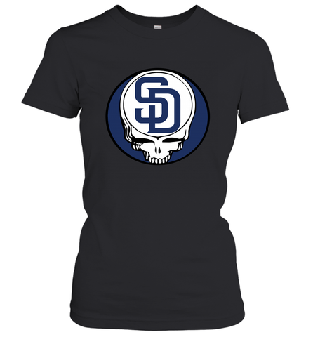 San Diego Padres Grateful Dead Steal Your Face Baseball Womens T-Shirt Womens T-Shirt / Black / XS Womens T-Shirt - VeigarTee