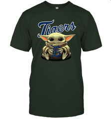 Baby Yoda Hugs Loves The Detroit Tigers Baseball Mens T-Shirt Mens T-Shirt - VeigarTee