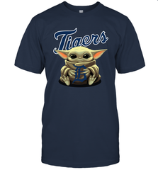 Baby Yoda Hugs Loves The Detroit Tigers Baseball Mens T-Shirt Mens T-Shirt - VeigarTee