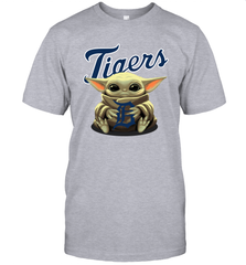 Baby Yoda Hugs Loves The Detroit Tigers Baseball Mens T-Shirt Mens T-Shirt - VeigarTee