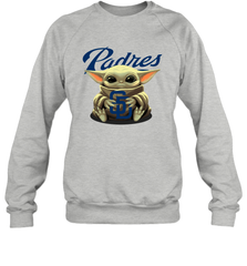Baby Yoda Hugs Loves The San Diego Padres Baseball Adult Sweatshirt Adult Sweatshirt - VeigarTee