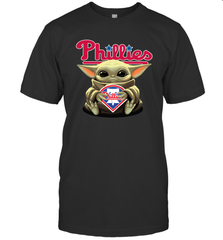 Baby Yoda Hugs Loves The Philadelphia Phillies Baseball Mens T-Shirt Mens T-Shirt - VeigarTee