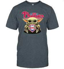 Baby Yoda Hugs Loves The Philadelphia Phillies Baseball Mens T-Shirt Mens T-Shirt - VeigarTee