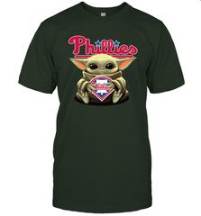 Baby Yoda Hugs Loves The Philadelphia Phillies Baseball Mens T-Shirt Mens T-Shirt - VeigarTee