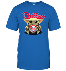 Baby Yoda Hugs Loves The Philadelphia Phillies Baseball Mens T-Shirt Mens T-Shirt - VeigarTee