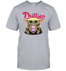 Baby Yoda Hugs Loves The Philadelphia Phillies Baseball Mens T-Shirt Mens T-Shirt - VeigarTee