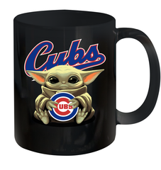Baby Yoda Hugs Loves The Chicago Cubs Baseball Ceramic Mug 11oz Ceramic Mug 11oz - VeigarTee