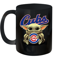 Baby Yoda Hugs Loves The Chicago Cubs Baseball Ceramic Mug 11oz