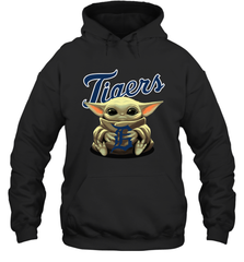 Baby Yoda Hugs Loves The Detroit Tigers Baseball Adult Hoodie Sweatshirt Adult Hoodie Sweatshirt - VeigarTee