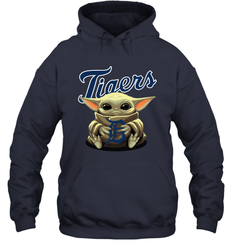 Baby Yoda Hugs Loves The Detroit Tigers Baseball Adult Hoodie Sweatshirt