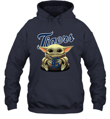 Baby Yoda Hugs Loves The Detroit Tigers Baseball Adult Hoodie Sweatshirt Adult Hoodie Sweatshirt - VeigarTee