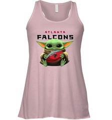 Baby Yoda Loves The Atlanta Falcons Star Wars Baby Yoda Hugs Falcons NFL Womens Racerback Tank Top Womens Racerback Tank Top - VeigarTee