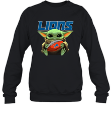 Baby Yoda Loves The Detroit Lions Star Wars Baby Yoda Hugs Lions NFL Adult Sweatshirt Adult Sweatshirt - VeigarTee