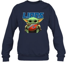 Baby Yoda Loves The Detroit Lions Star Wars Baby Yoda Hugs Lions NFL Adult Sweatshirt Adult Sweatshirt - VeigarTee