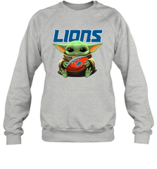 Baby Yoda Loves The Detroit Lions Star Wars Baby Yoda Hugs Lions NFL Adult Sweatshirt Adult Sweatshirt - VeigarTee