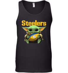 Baby Yoda Loves The Pittsburgh Steelers Star Wars Baby Yoda Hugs Steelers NFL Mens Tank Top