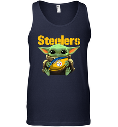 Baby Yoda Loves The Pittsburgh Steelers Star Wars Baby Yoda Hugs Steelers NFL Mens Tank Top