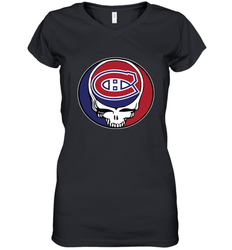 Montreal Canadiens Grateful Dead Steal Your Face Hockey NHL Womens V-Neck T-Shirt