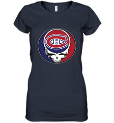Montreal Canadiens Grateful Dead Steal Your Face Hockey NHL Womens V-Neck T-Shirt