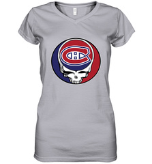 Montreal Canadiens Grateful Dead Steal Your Face Hockey NHL Womens V-Neck T-Shirt Womens V-Neck T-Shirt - VeigarTee