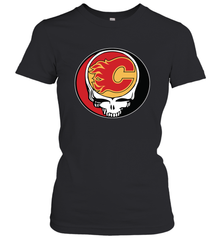 Calgary Flames Grateful Dead Steal Your Face Hockey NHL Womens T-Shirt Womens T-Shirt - VeigarTee