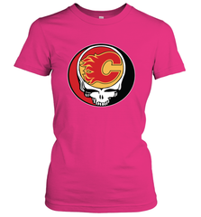 Calgary Flames Grateful Dead Steal Your Face Hockey NHL Womens T-Shirt Womens T-Shirt - VeigarTee