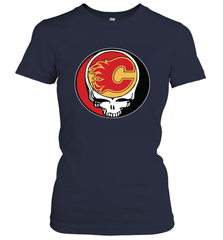 Calgary Flames Grateful Dead Steal Your Face Hockey NHL Womens T-Shirt Womens T-Shirt - VeigarTee