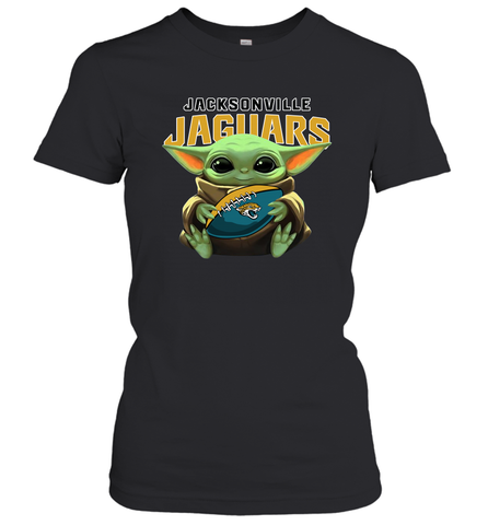 Baby Yoda Loves The Jacksonville Jaguars Star Wars Baby Yoda Hugs Jaguars NFL Womens T-Shirt Womens T-Shirt / Black / XS Womens T-Shirt - VeigarTee