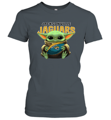 Baby Yoda Loves The Jacksonville Jaguars Star Wars Baby Yoda Hugs Jaguars NFL Womens T-Shirt Womens T-Shirt - VeigarTee
