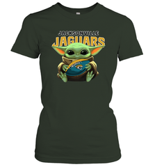 Baby Yoda Loves The Jacksonville Jaguars Star Wars Baby Yoda Hugs Jaguars NFL Womens T-Shirt Womens T-Shirt - VeigarTee