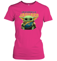 Baby Yoda Loves The Jacksonville Jaguars Star Wars Baby Yoda Hugs Jaguars NFL Womens T-Shirt Womens T-Shirt - VeigarTee