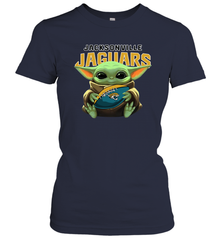 Baby Yoda Loves The Jacksonville Jaguars Star Wars Baby Yoda Hugs Jaguars NFL Womens T-Shirt Womens T-Shirt - VeigarTee