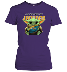 Baby Yoda Loves The Jacksonville Jaguars Star Wars Baby Yoda Hugs Jaguars NFL Womens T-Shirt Womens T-Shirt - VeigarTee