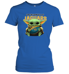 Baby Yoda Loves The Jacksonville Jaguars Star Wars Baby Yoda Hugs Jaguars NFL Womens T-Shirt Womens T-Shirt - VeigarTee