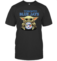 Baby Yoda Hugs Loves The Toronto Blue Jays Baseball Mens T-Shirt Mens T-Shirt - VeigarTee