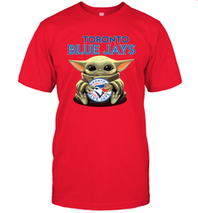 Baby Yoda Hugs Loves The Toronto Blue Jays Baseball Mens T-Shirt Mens T-Shirt - VeigarTee