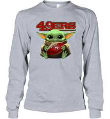 Baby Yoda Loves The San Francisco 49ers Star Wars Baby Yoda Hugs 49ers NFL Adult Long Sleeve T-Shirt Adult Long Sleeve T-Shirt - VeigarTee