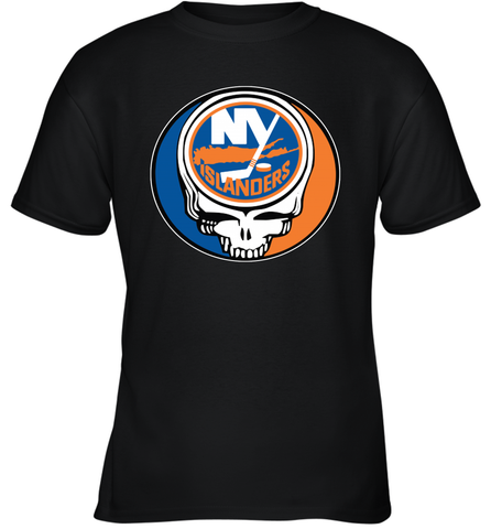 New York Islanders Grateful Dead Steal Your Face Hockey NHL Youth T-Shirt Youth T-Shirt / Black / XS Youth T-Shirt - VeigarTee