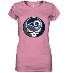 Los Angeles Rams Grateful Dead Steal Your Face NFL Football Womens V-Neck T-Shirt Womens V-Neck T-Shirt - VeigarTee