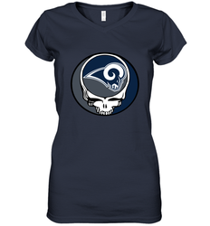 Los Angeles Rams Grateful Dead Steal Your Face NFL Football Womens V-Neck T-Shirt