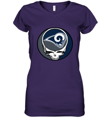 Los Angeles Rams Grateful Dead Steal Your Face NFL Football Womens V-Neck T-Shirt Womens V-Neck T-Shirt - VeigarTee