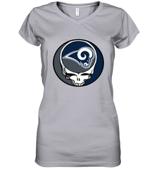 Los Angeles Rams Grateful Dead Steal Your Face NFL Football Womens V-Neck T-Shirt Womens V-Neck T-Shirt - VeigarTee