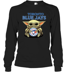 Baby Yoda Hugs Loves The Toronto Blue Jays Baseball Adult Long Sleeve T-Shirt Adult Long Sleeve T-Shirt - VeigarTee