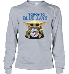 Baby Yoda Hugs Loves The Toronto Blue Jays Baseball Adult Long Sleeve T-Shirt Adult Long Sleeve T-Shirt - VeigarTee