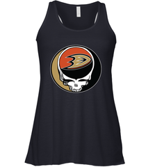 Anaheim Ducks Grateful Dead Steal Your Face Hockey NHL Womens Racerback Tank Top Womens Racerback Tank Top - VeigarTee