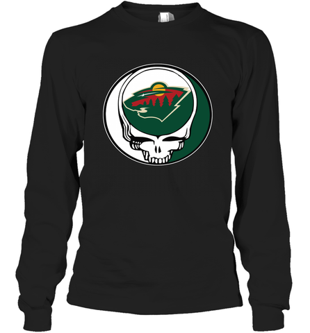 Minnesota Wild Grateful Dead Steal Your Face Hockey NHL Adult Long Sleeve T-Shirt Adult Long Sleeve T-Shirt / Black / S Adult Long Sleeve T-Shirt - VeigarTee
