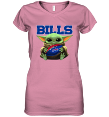 Baby Yoda Loves The Buffalo Bills Star Wars Baby Yoda Hugs Bills NFL Womens V-Neck T-Shirt Womens V-Neck T-Shirt - VeigarTee