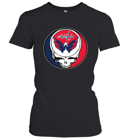 Washington Capitals Grateful Dead Steal Your Face Hockey NHL Womens T-Shirt Womens T-Shirt / Black / XS Womens T-Shirt - VeigarTee